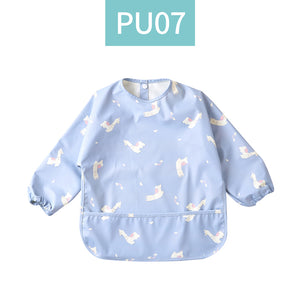 Long Sleeved Bib Set Baby Waterproof Bibs with Pocket Toddler Bib with Sleeves 6-24 Months