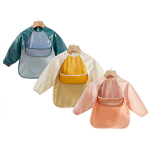 Home Kitchen Custom Bibs Baby Splice Color Baby Bib Waterproof Long Sleeve