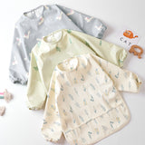 Long Sleeved Bib Set Baby Waterproof Bibs with Pocket Toddler Bib with Sleeves 6-24 Months