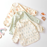 Long Sleeved Bib Set Baby Waterproof Bibs with Pocket Toddler Bib with Sleeves 6-24 Months