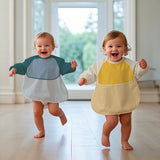 Home Kitchen Custom Bibs Baby Splice Color Baby Bib Waterproof Long Sleeve